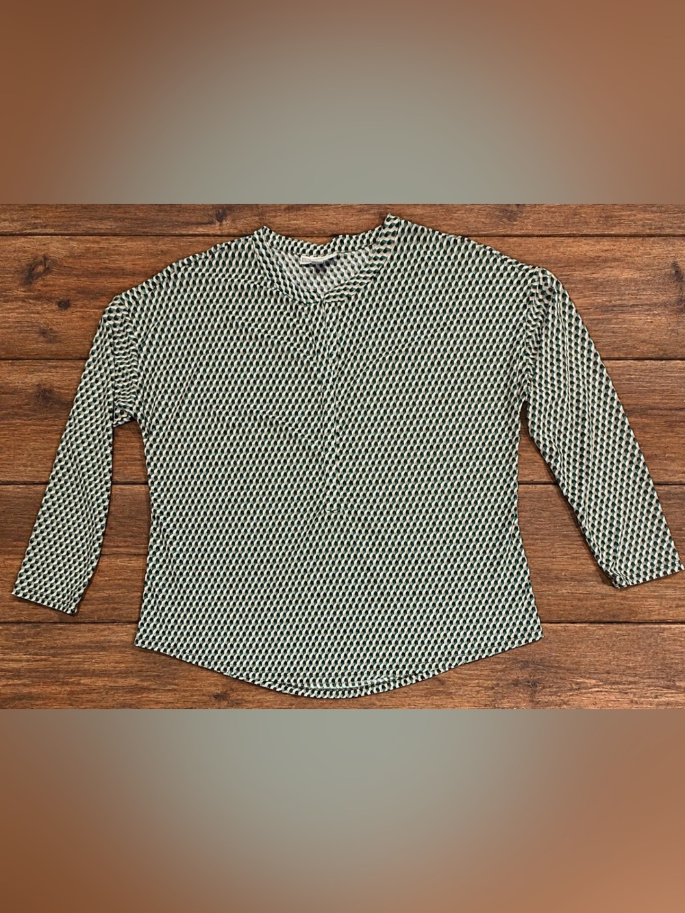 Dana Buchman Women’s Large Geometric Print Long Sleeve Top